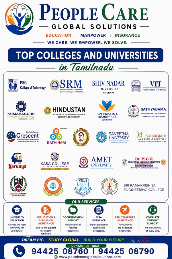 Top Colleges & Universities in Tamil Nadu - People Care Global Solutions